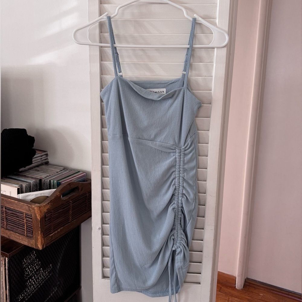 Baby Blue Ruched Mini Dress